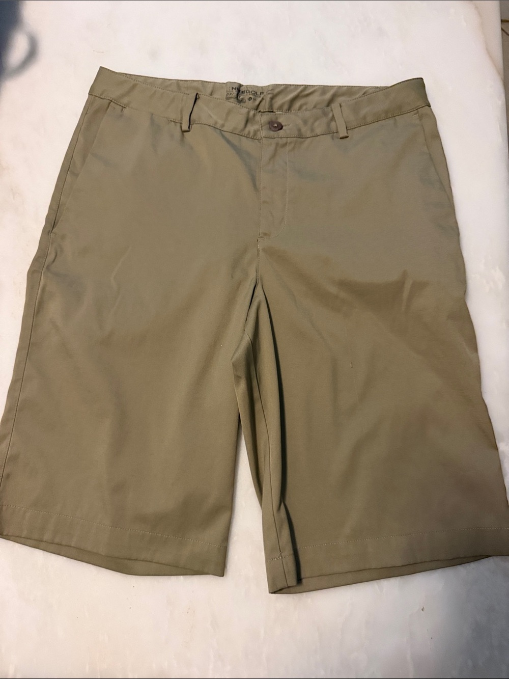 Nike Boys Flat-Front Olive/Tan Performance Shorts